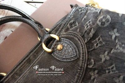   Louis Vuitton Monogram Denim Neo Cabby MM Black Shoulder Bag  