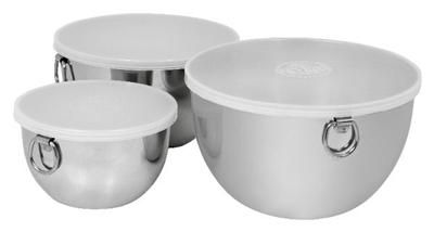 pc REVERE STAINLESS STEEL MIXING BOWL SET w/COVERS NW  