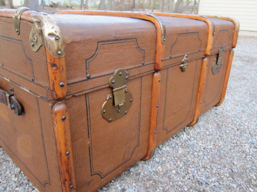 Madler German Steamer Trunk with Bentwood Trim, c1900  