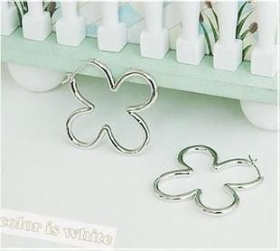 Cute Silver Luck Four Leaf Clover Fashion Stud Earrings  