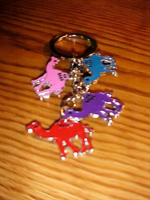 Keychain keyring w multi color camel charms NEW  