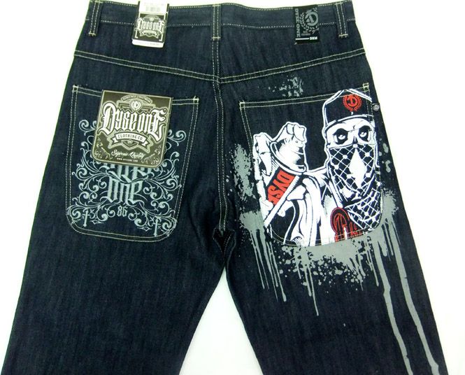 Mens Dyse One Jeans Skeleton Spray Painter Dark 34x30  