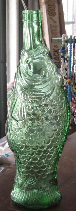 GREEN FISH SHAPED BOTTLE  