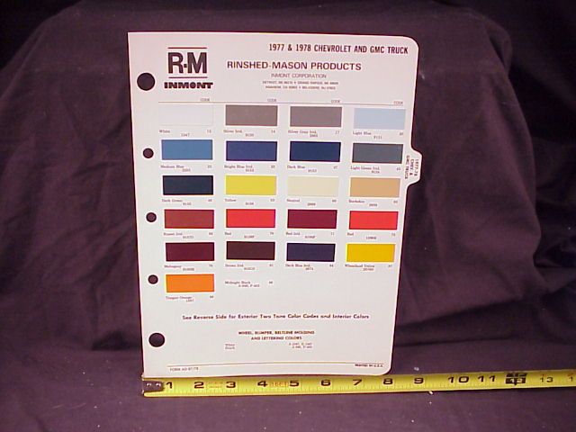 1977 1978 Chevrolet GMC Truck Samples Paint Chips Pages  