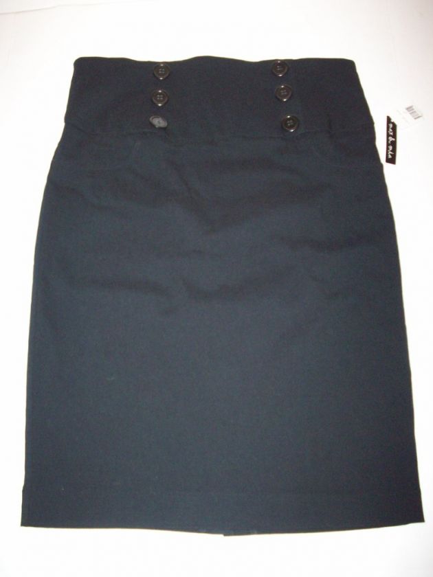 MAX & MIA STRETCH SKIRT KNEE LENGTH JUNIOR 15 BLACK NWT  