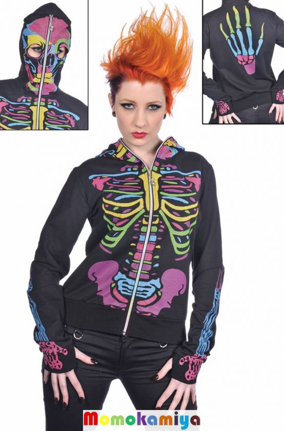 LIVING DEAD SOULS. SKELETON ZIPOVER HOODIE MULTI COLOUR  