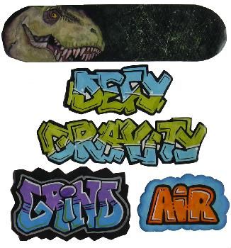   WALLPAPER Art Mural SET, SKATEBOARD DECK,GRAFFITI WORDS, prepainted