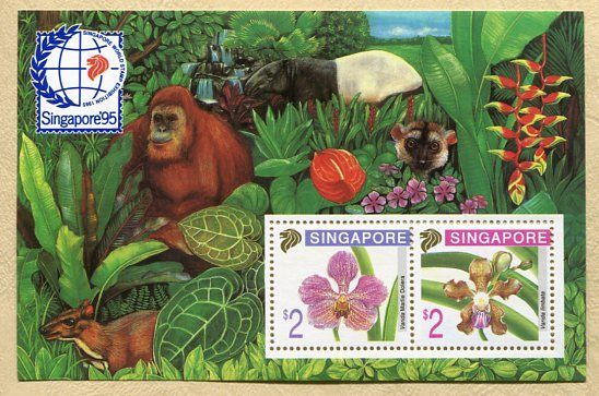 SINGAPORE ~ Beautiful Mint Never Hinged Souvenir Sheet ~ FLOWERS 