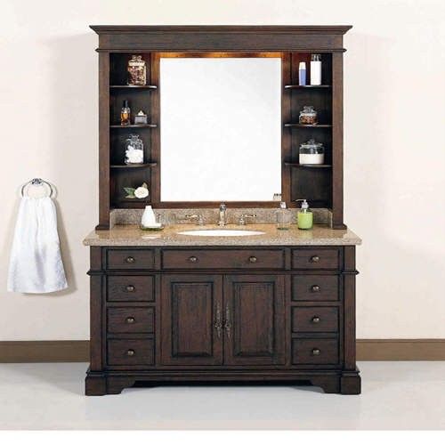 48 W SINGLE SINK BATHROOM VANITY & HUTCH + GRANITE TOP  