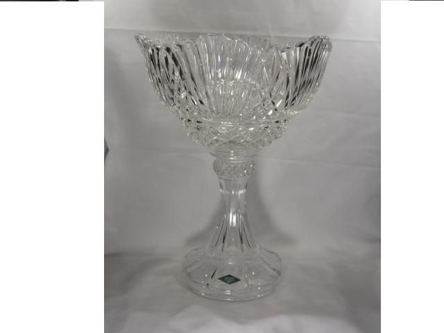 Shannon Crystal Glass Bowl Footed Pedestal Centerpiece  