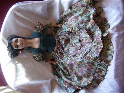 Old Antique Spanish Spain Lady Senorita Composition 29 inch Boudoir 