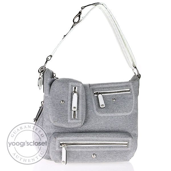 Tods Grey Coated Canvas Multipocket Hobo Bag  