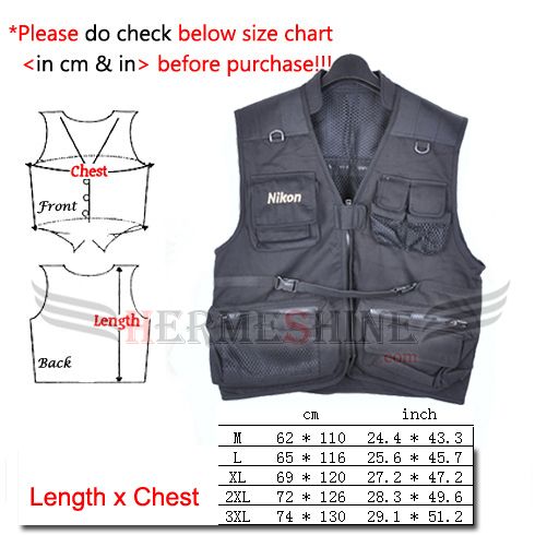 Pro Photo Vest for Nikon D60 D80 D90 D5000 D700 user  