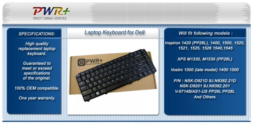 LAPTOP KEYBOARD FOR DELL INSPIRON 1545 1525 1400 BLACK  