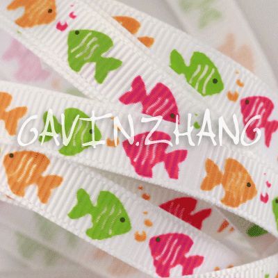 8yards 3/8 Cute Fish Grosgrain Ribbon G426  