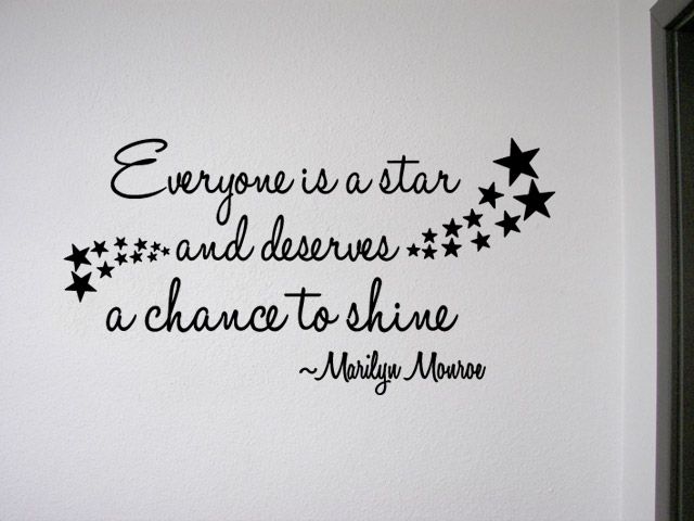 EVERYONE IS A STAR Vinyl Wall Quote Decal Home Decor Art Marilyn 