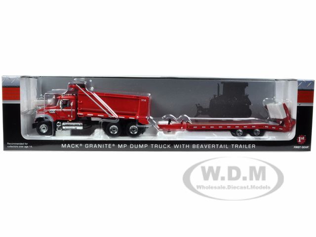 MACK GRANITE MP DUMP TRUCK WITH BEAVERTAIL TRAILER 1/50 BY FIRST GEAR 