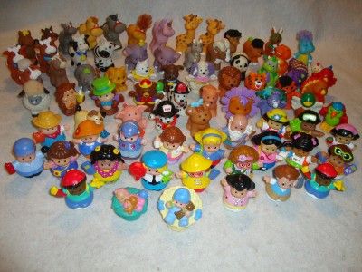   LOT OVER 75 VINTAGE FISHER PRICE LITTLE PEOPLE & ANIMALS,NO DUPLICATES