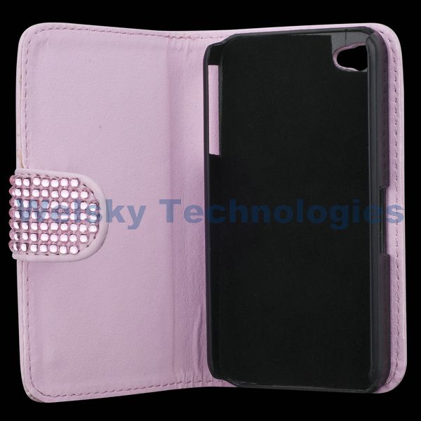 PINK HELLO KITTY LEATHER BLING FLIP CASE FOR IPHONE 4S 4 4G 4Gs PC99 