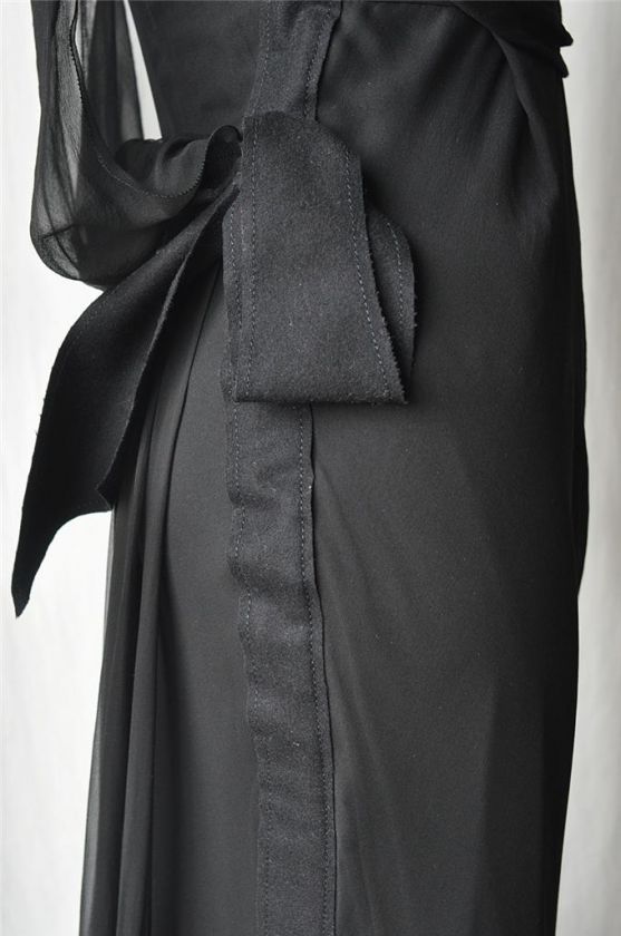 NINA RICCI Black SILK Long Dress Formal Gown NEW S  