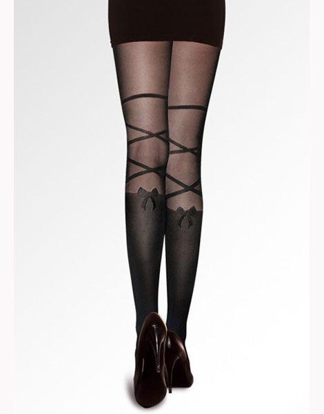 Manzi Quality Sheer Tights with Bow Sock Look 40D H6  
