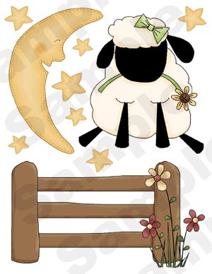 SHEEP STARS MOON BABY NURSERY WALL ART STICKERS DECALS  