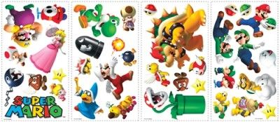 SUPER MARIO BROS. 35 Wall Decals NINTENDO Stickers Decor Bowser Luigi 