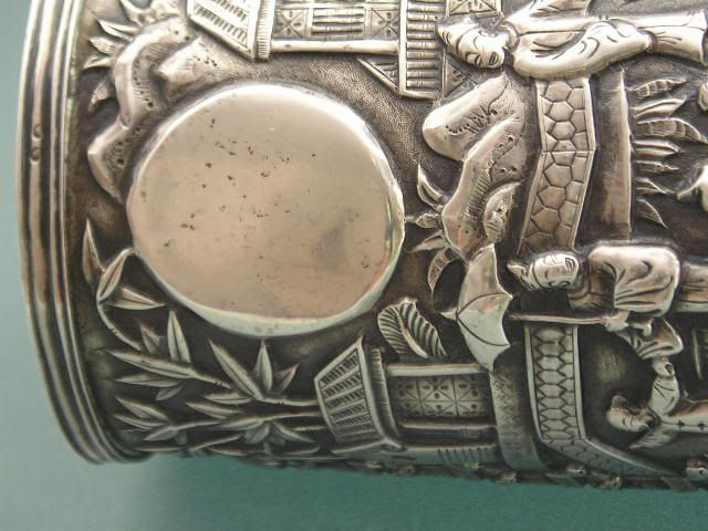   ORIENTAL ANTIQUE CHINESE SILVER DRAGON HANDLE MUG TANKARD WANG HING