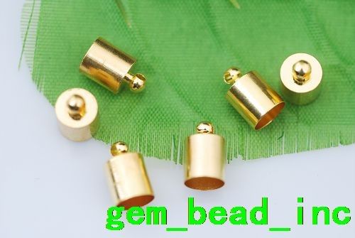  50pcs golden planted end bead caps 13x8mm  