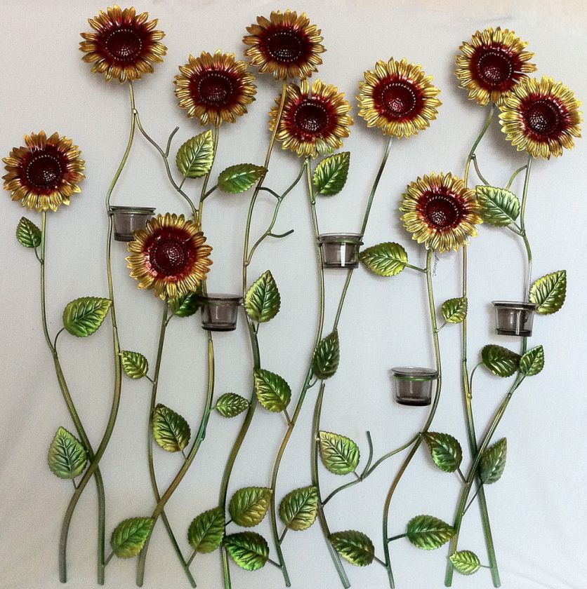 METAL DECORATIVE WALL HANGING SUNFLOWER VOTIVE HOLDER  