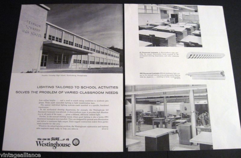 Vintage images of Franklin Twp High School in Newlonsburg PA 1955 