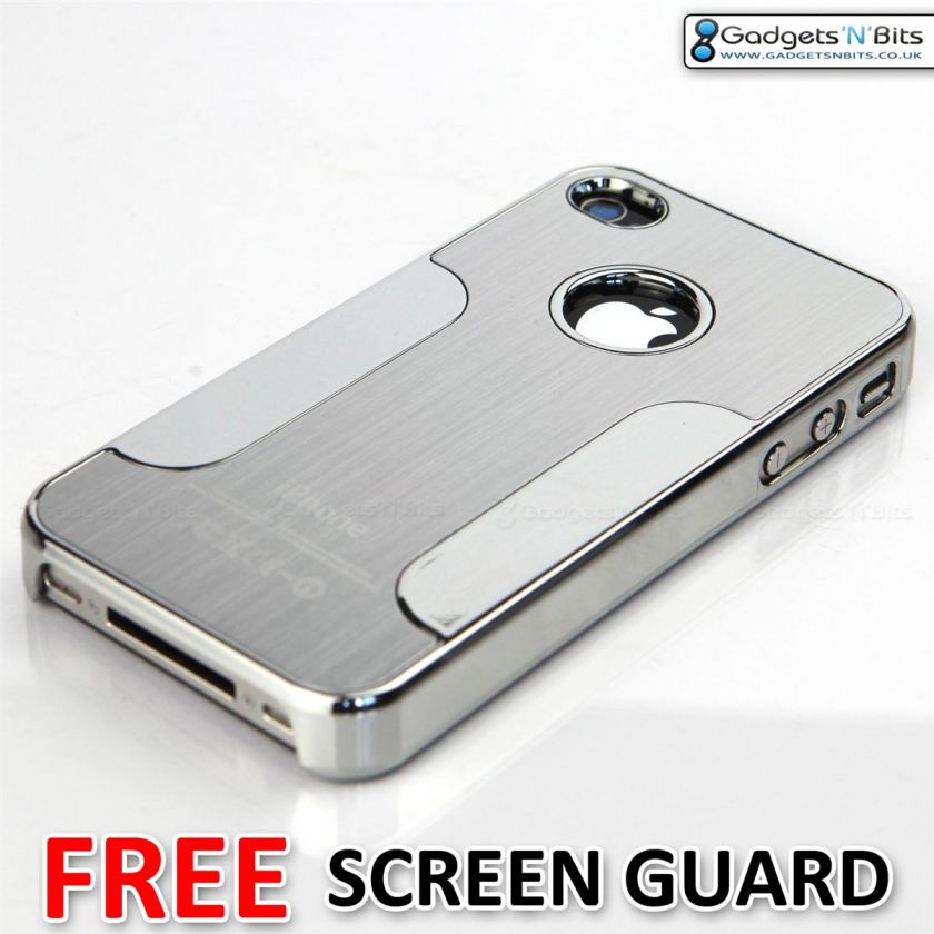   SILVER / SILVER CHROME BUMPER BLAZE Case Cover for Apple iPhone 4 / 4G