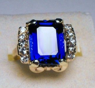   ANTIQUE ART NOUVEA FILIGREE 8.25cts KASHMIR SAPPHIRE SOLID GOLD RING