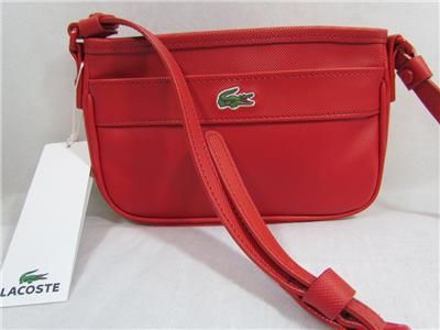 New LACOSTE Authentic Womens Messenger Bag Crossbody Bag Purse Red 