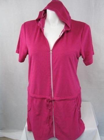 Palisades Beach Terry Swimsuit Coverup in Fuchsia Size 1X w/Full front 