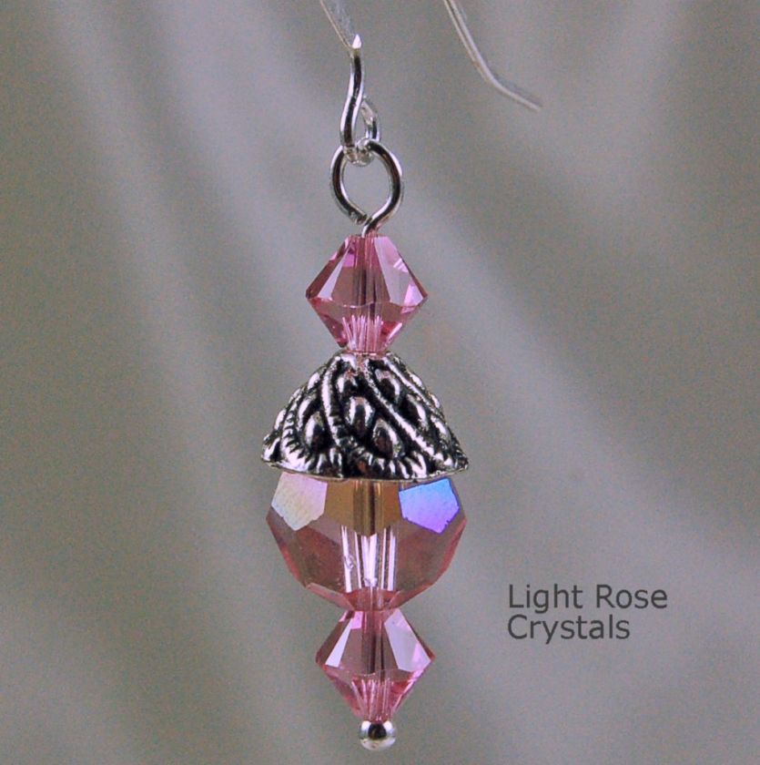 SWAROVSKI CRYSTAL SilverBEADCAP EARRINGS Choose Color  