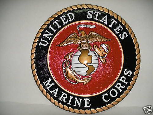 US Marine Corps Seal Wood Plaque Podium  