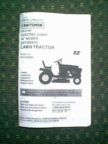 CRAFTSMAN TRACTOR 20HP 42 AUTO 917270940 0WNERS MANUAL  