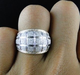   10K TWO TONED GOLD ROUND CUT PAVE DIAMOND XL PINKY FASHION DOMED RING