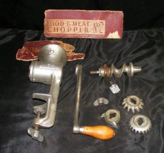   Silver Cast Iron Universal # 2 Food & Meat Grinder Chopper w/ 3 Blades