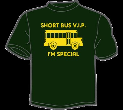 SHORT BUS VIP T Shirt MENS funny vintage retard school  