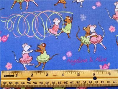 New Angelina Ballerina Mouse Alice Ballet Cartoon Girls Flowers Fabric 