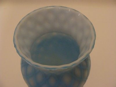 ANTIQUE Blue Satin DIAMOND QUILTED Cut Velvet VASE #2  