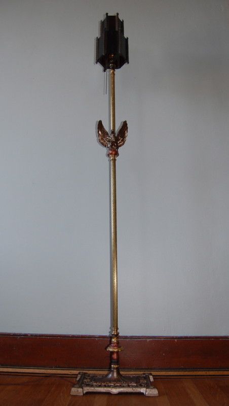 Art Deco Skyscraper Floor Lamp w/ Bald Eagle Restored  