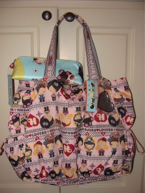 HARAJUKU LOVERS LOLLIPOP NORDIC CUTIES PINK TOTE BAG & COSMETIC PENCIL 