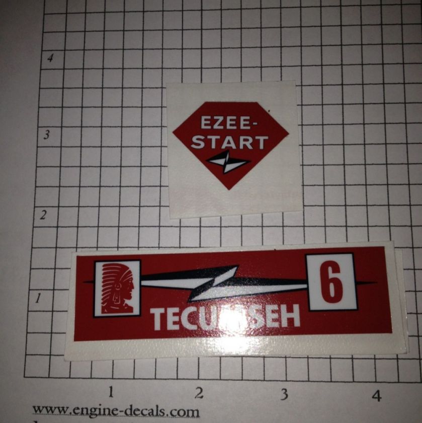 TR60 Tecumseh 6 Hp decal H60 Lightining bolt Ezee Start  