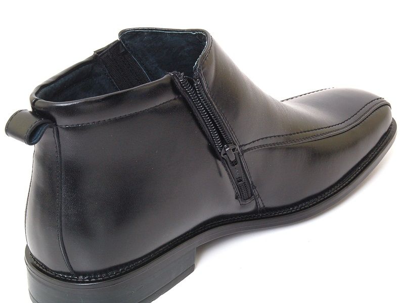 Mens Ankle Boots Baseball Stitch Zipper Stretch Fit Leather Dress or 