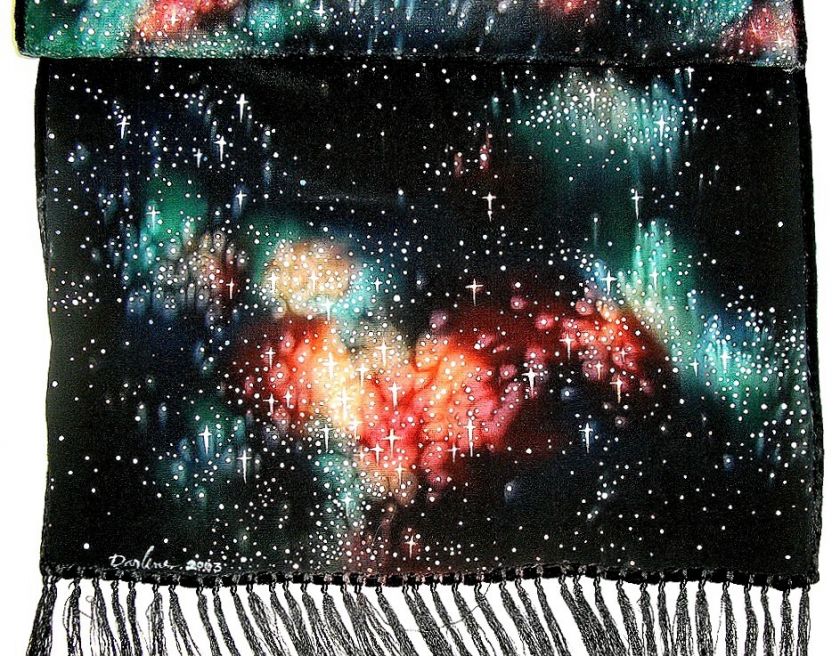 ASTRONOMY VELVET MUFFLER COLTRAIN HAND PAINTED ORIGINAL  