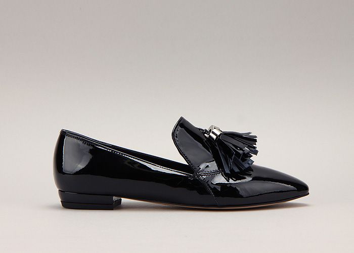 11237 Patent Leather Fringe Handmade Ballet Flats Black US  