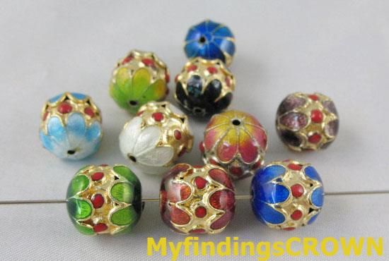 20 Mixed colour Cloisonne enamel barrel spacers W898  